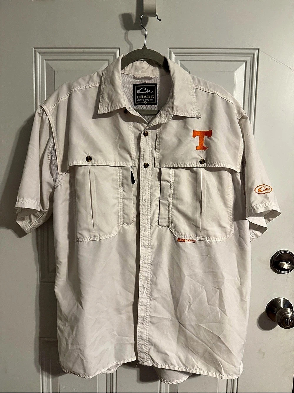 Drake Clothing Company Tennessee Men's White & Orange Fishing Shirt